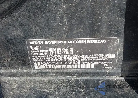 2013 BMW 328I z USA, uszkodzony, nr VIN WBA3A5C52DF355525